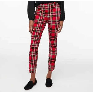 J.Crew Minnie Pant Plaid Ankle Pants Red Black Check Tartan Holiday Style 6